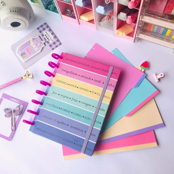 caderno de disco colorido