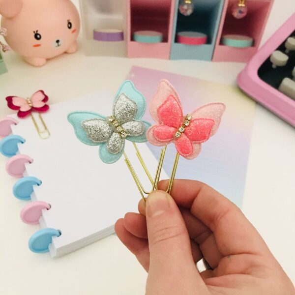 Kit 4 Éclips Borboletas com Strass e Glitter
