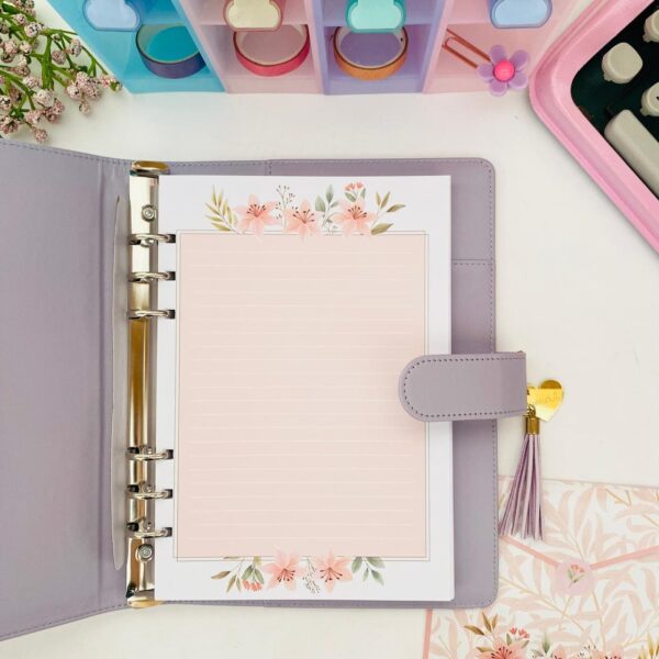 Fichário Luxo com Folhas Decoradas Médio - Lilás - Imagem 3