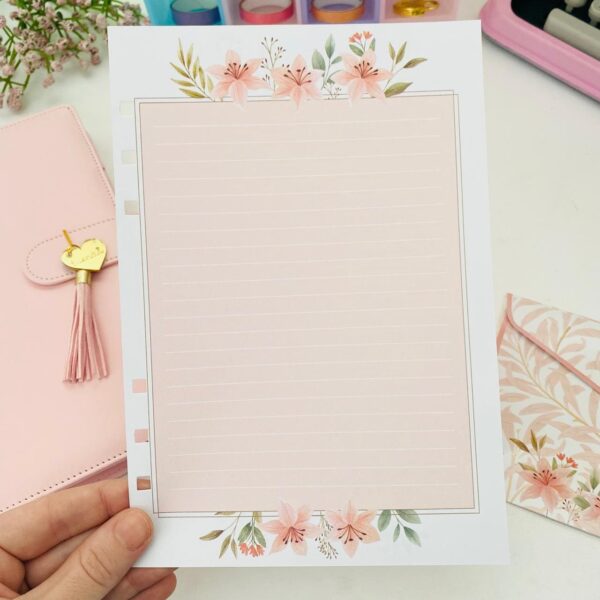 Fichário Luxo com Folhas Decoradas Médio - Lilás - Imagem 4