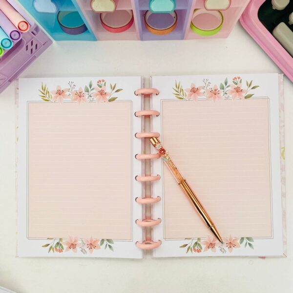 Caderno de Disco A5 com Folhas Decoradas - Floral Elegante - Image 2