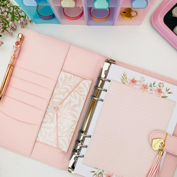 Fichário Luxo com Folhas Decoradas Médio - Rosa - Image 2