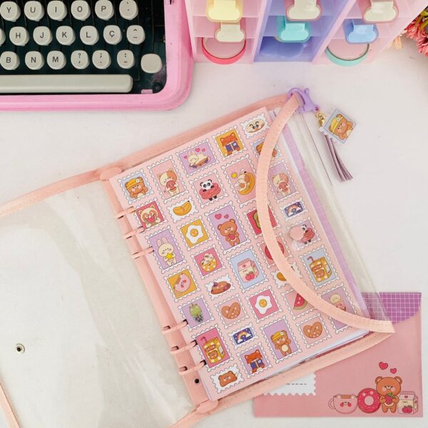 Fichário Glitter Ursinhos Kawaii com 70 Folhas Decoradas 120 gramas - Imagem 2