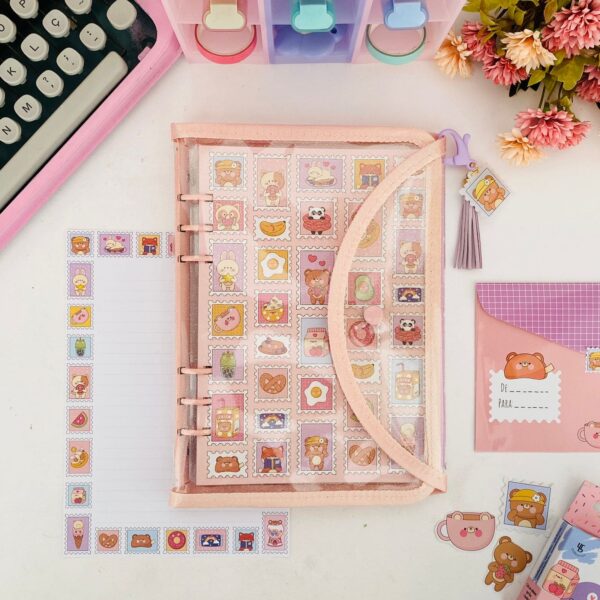 Fichário Glitter Ursinhos Kawaii com 70 Folhas Decoradas 120 gramas