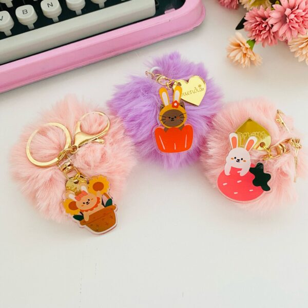 Chaveiro Pompom Gatinho no Cupcake