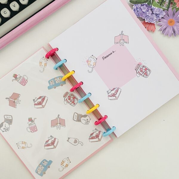 Caderno Wire-o a5 Gatinho com Folhas Decoradas - Imagem 4