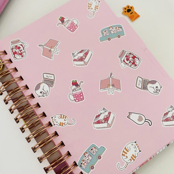 Caderno Wire-o a5 Gatinho com Folhas Decoradas - Imagem 3