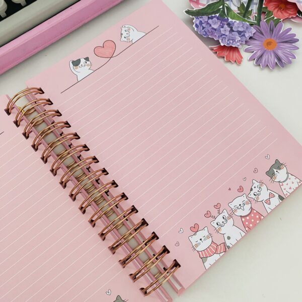 Caderno Wire-o a5 Gatinho com Folhas Decoradas - Imagem 2