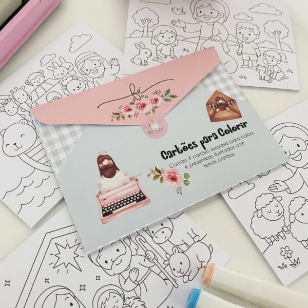 Kit com 4 Cartões para Colorir - Meu Devocional - Imagem 2