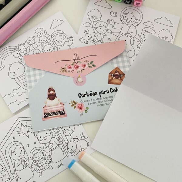 Kit com 4 Cartões para Colorir - Meu Devocional