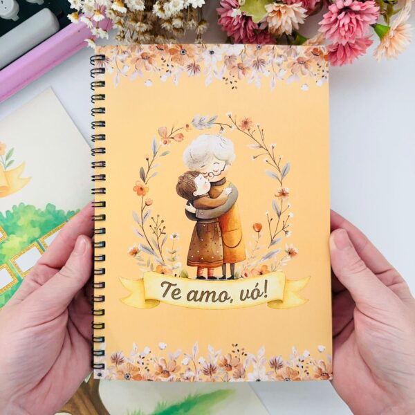 Cadernico Espiral Buendía - Te amo Vó Folhas Brancas Pautadas