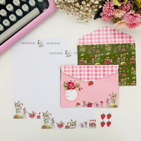 Kit Papéis de Carta com Envelopes - Fazenda de Morangos