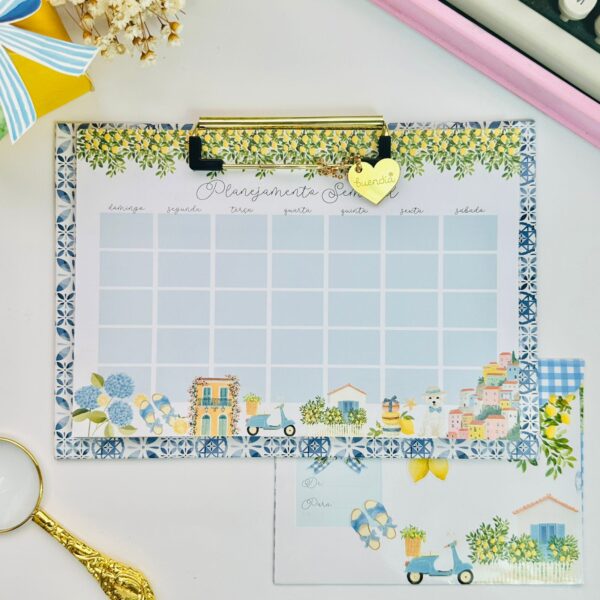 Prancheta com Folhas Planejamento La Dolce Vita