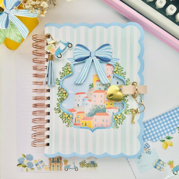 Diário Elegante com Cadeado Coração Dourado 100 Folhas - La Dolce Vita