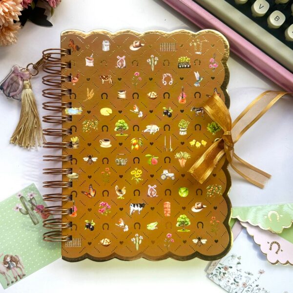 Caderno Wire-o A5 (21 x 14,8cm) – Coisas da Roça Café – Folhas Decoradas Reposicionáveis