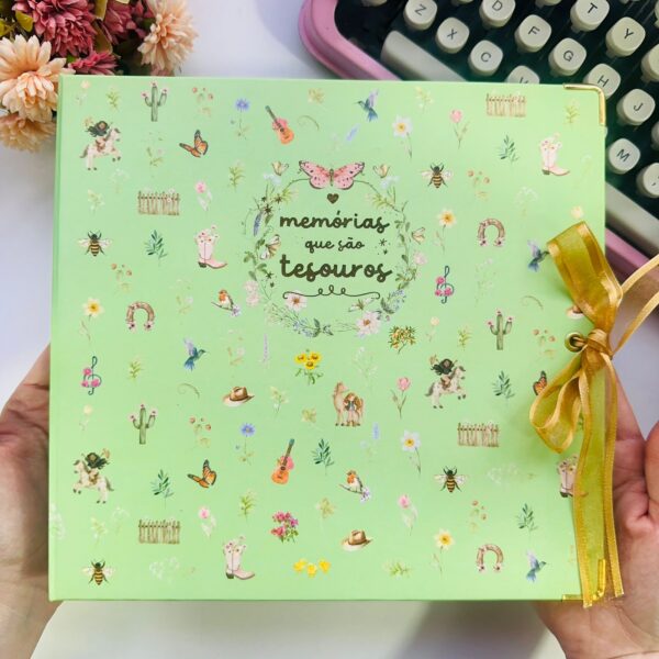 Álbum-Fichário Adorável Country 40 Folhas Decoradas 180gr – Verde