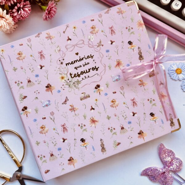 Álbum-Fichário Bailarinas 40 Folhas Decoradas 180gr - Rosa