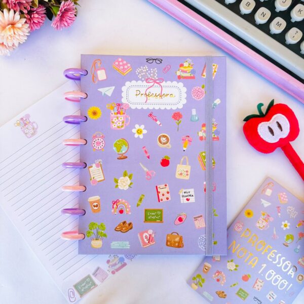 Caderno de Disco A5 Professora - 80 Folhas Decoradas